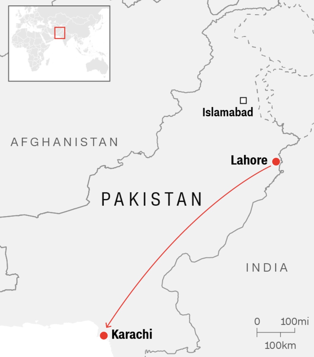 خريطة سير الطائرة الباكستانية